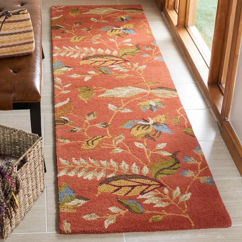 SAFAVIEH Handmade Blossom Gerga Modern Floral Wool Rug - 2'3" x 8' Runner - Rust/Multi