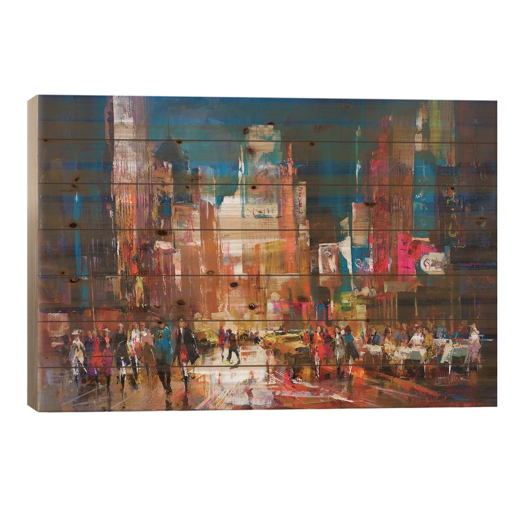 New York Print On Wood by Willem Haenraets - Multi-Color