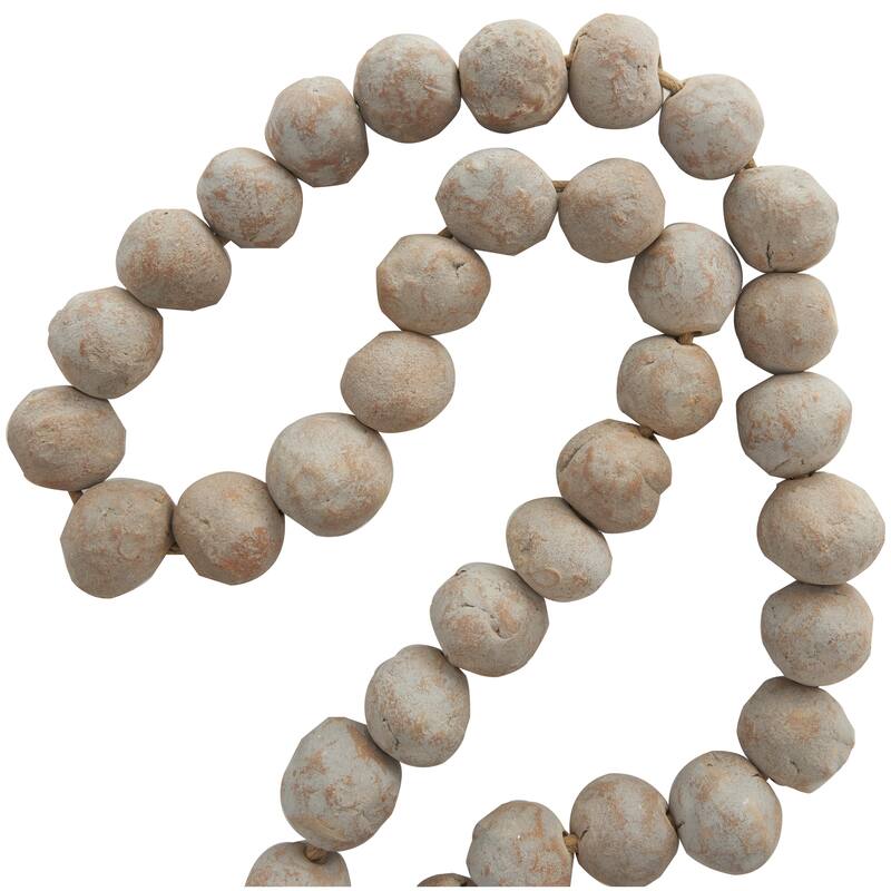 Ceramic Handmade Round Intricately Shaped Large Distressed Beaded Garland with Tassel - Roche River Decor