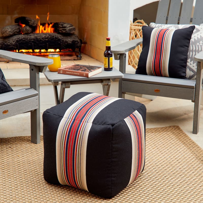 Sorra Home Sunbrella Pendleton Outdoor Bean Pouf - Acadia Park Blackwoods