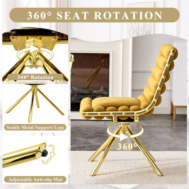 Velvet Accent Dining Chair with Metal Legs Modern Upholstered Armless Chair, Set of 2