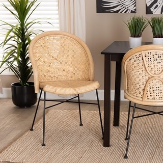 Lisa Modern Bohemian Rattan and Metal Dining Chair - Bed Bath & Beyond ...