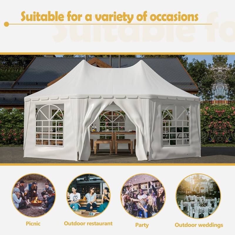 20x15ft Heavy Duty Party Tent for Weddings, Events and Outdoor Gatherings (White) - 238.92”(L) x 175.2”(W) x 141.73”(H)