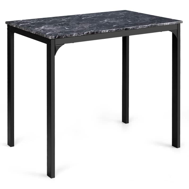 Costway 3 Piece Counter Height Dining Set Faux Marble Table 2 Chairs