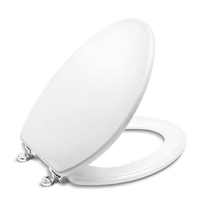 Kallista Classic Molded Wood Elongated Toilet Seat with Chrome Slow