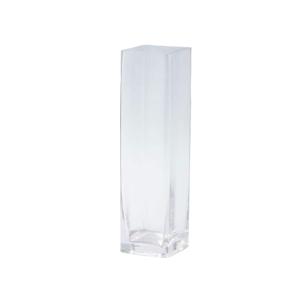 Square Glass Flower Vase - 12" - Clear