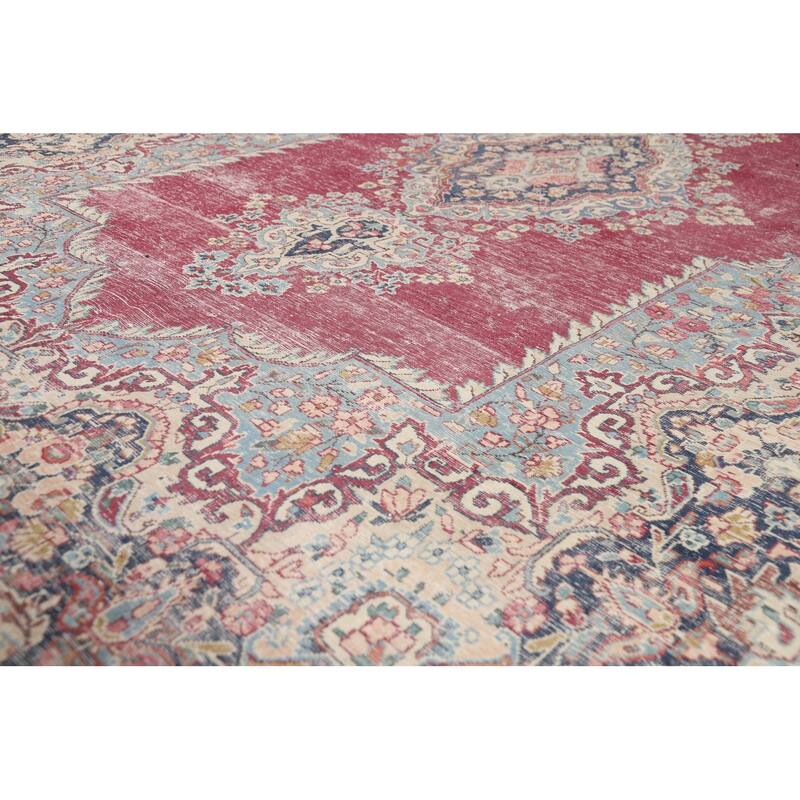 Medallion Kerman Oriental Vintage Area Rug Hand-Knotted Wool Carpet - 6'1"x 9'5"