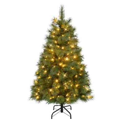 Puleo International 4.5' Pre-Lit Artificial Wyoming Pine Tree with Multi-Function LED Lights