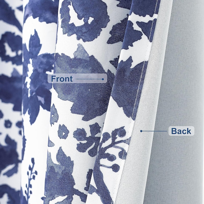 Porch & Den Ouzel Floral Watercolor Blackout Lined Window Curtain Panel Pair