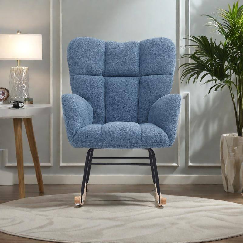 Polyester Rocking Chair with High Backrest and Padded Seat