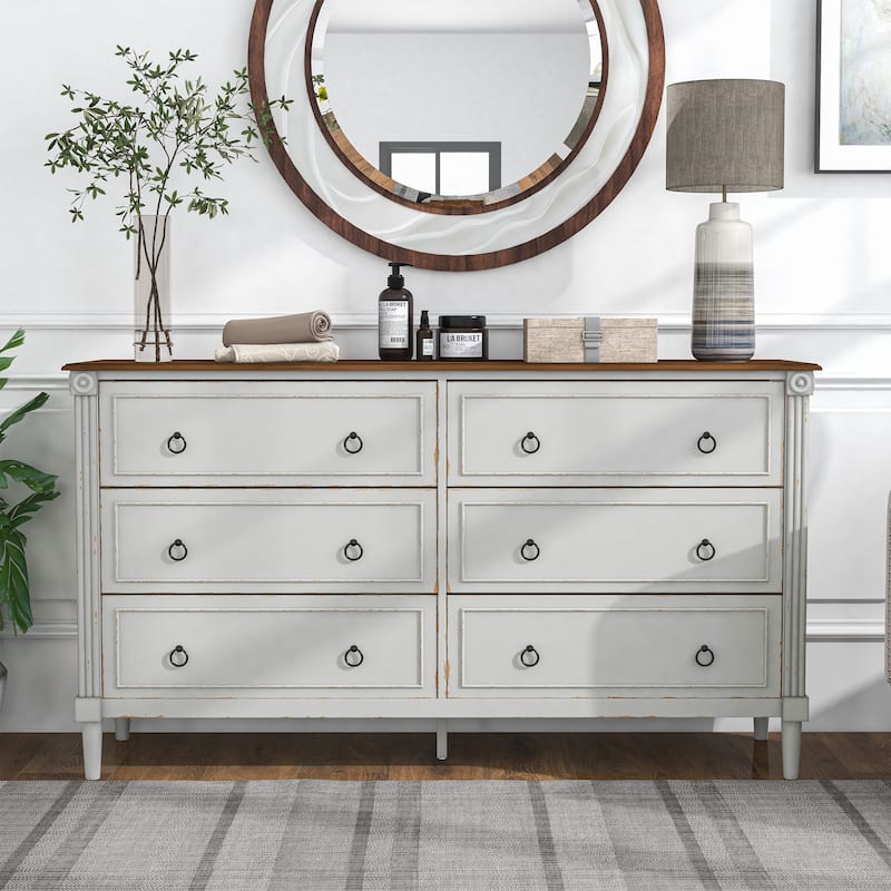 Joneigh Traditional 60-inch Wide 6-Drawer Double Dresser by Furniture of America