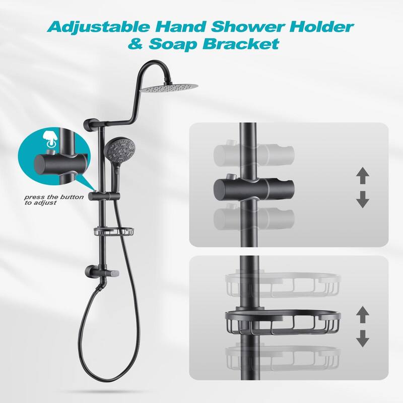 WOWOW Wall Bar Shower Kit 8 in. Rain Shower Head with Hand Shower