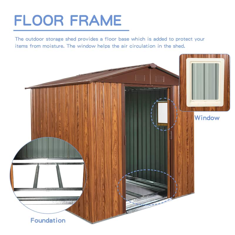 Rust-proof Metal Garden Shed Storage Shed with Sliding Lockable Door Tool Shed, Water-Resistant, Punch Vents
