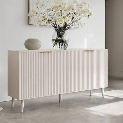 JASIWAY Buffet Table Kitchen Sideboard with Blister Wave Doors