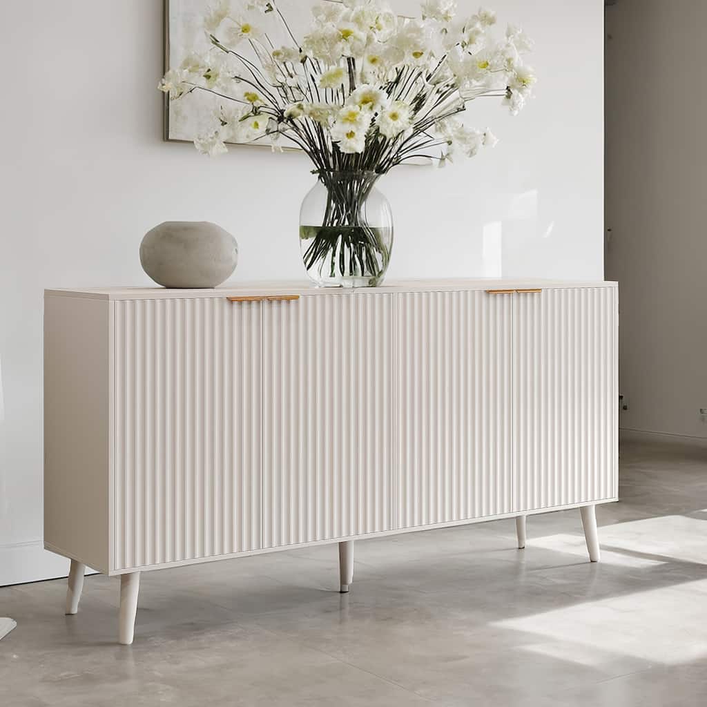 JASIWAY Buffet Table Kitchen Sideboard with Blister Wave Doors