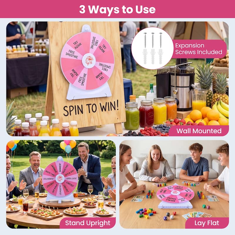 Gymax Spinning Prize Wheel 14 Slots Spin Wheel w/Blackboard Marker