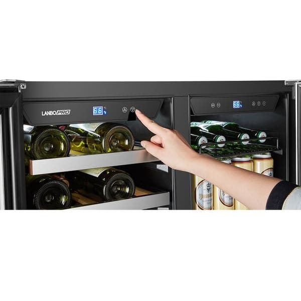 Lanbo 70 Can 33 Bottle Dual Zone Under Counter Wine Refrigerator and  Beverage Cooler 30 inch Width