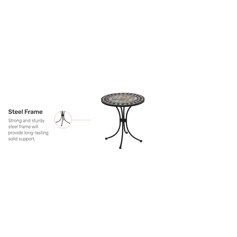 Laguna Black Outdoor Bistro Table with Marble Tile Top