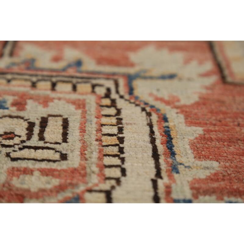 Geometric Heriz Serapi Vegetable Dye Rug Handmade Wool Carpet - 5'0"x 6'10"