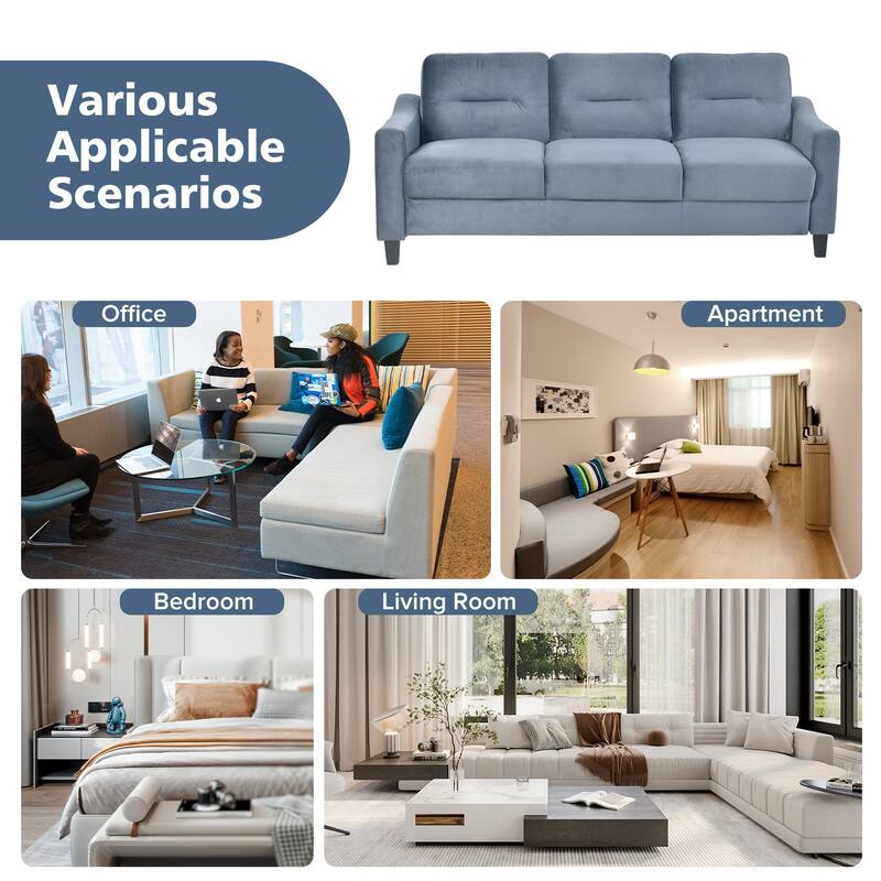 77" Large 3-Seater Loveseat Sofa Couch, Modern Living Room Velvet Fabric Sofa Modular Sofa Couch for 3