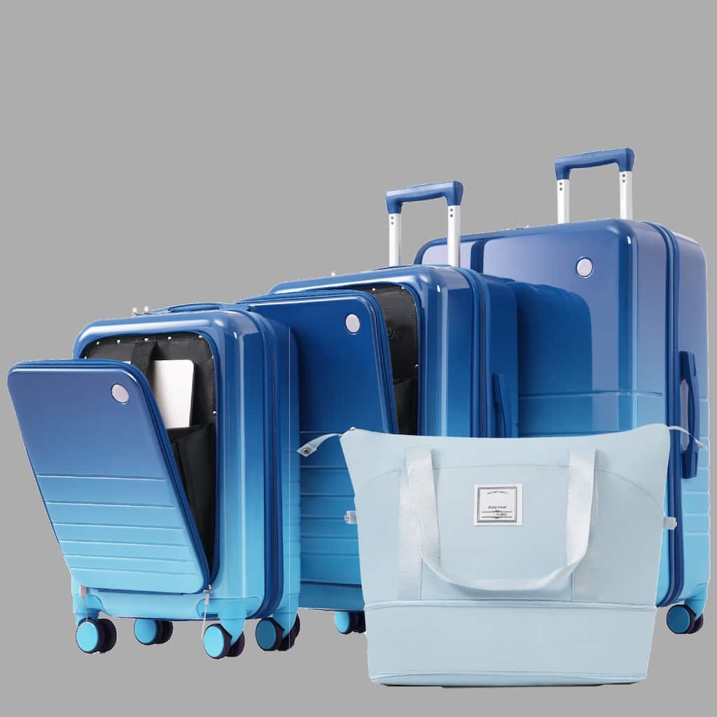 Airline Approved 3-Piece Luggage Set with USB Charging Port, 360° Wheels, Expandable 20" 24" 28" Suitcases & Travel Bag