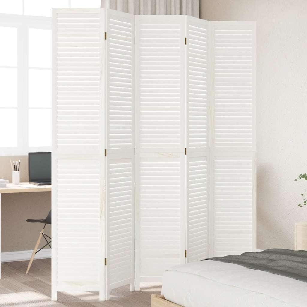 vidaXL Room Divider Privacy Screen Living Room White Solid Wood Paulownia