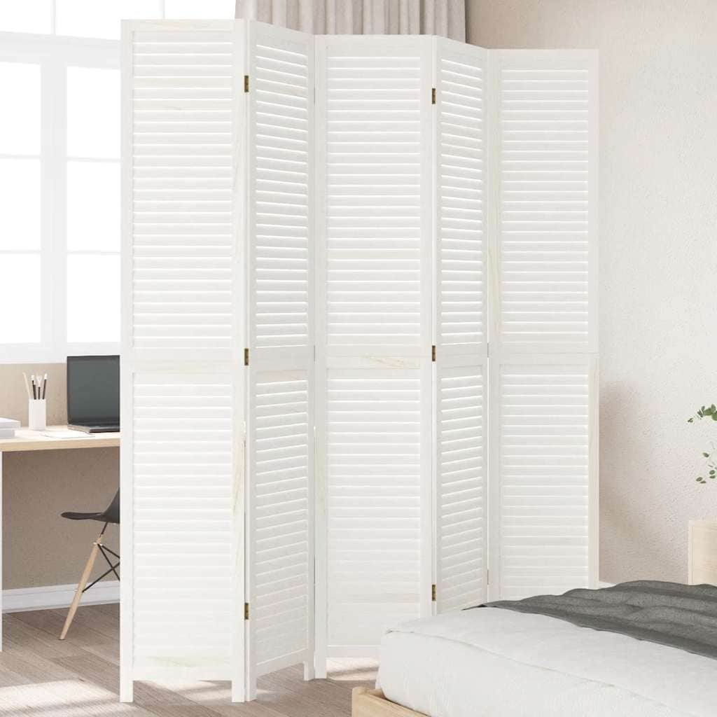 vidaXL Room Divider Privacy Screen Living Room White Solid Wood Paulownia