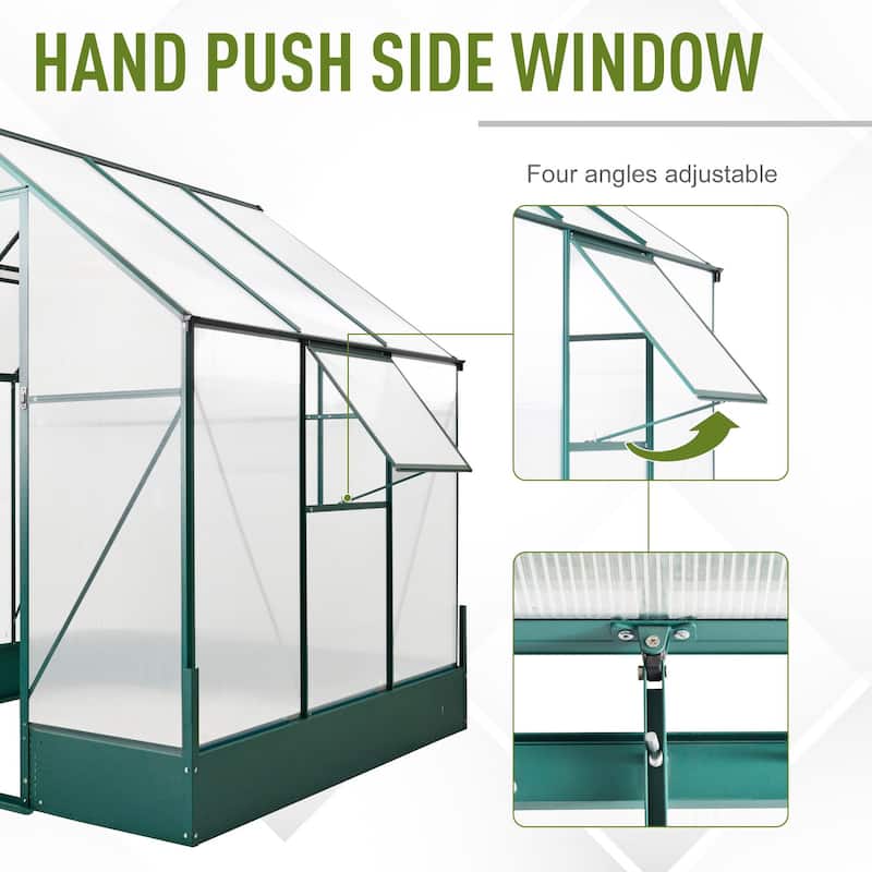 Outsunny Walk-in Plant Greenhouse for Backyard/Outdoor Use with Temperature Controlled Window, Aluminum Frame, PC Board