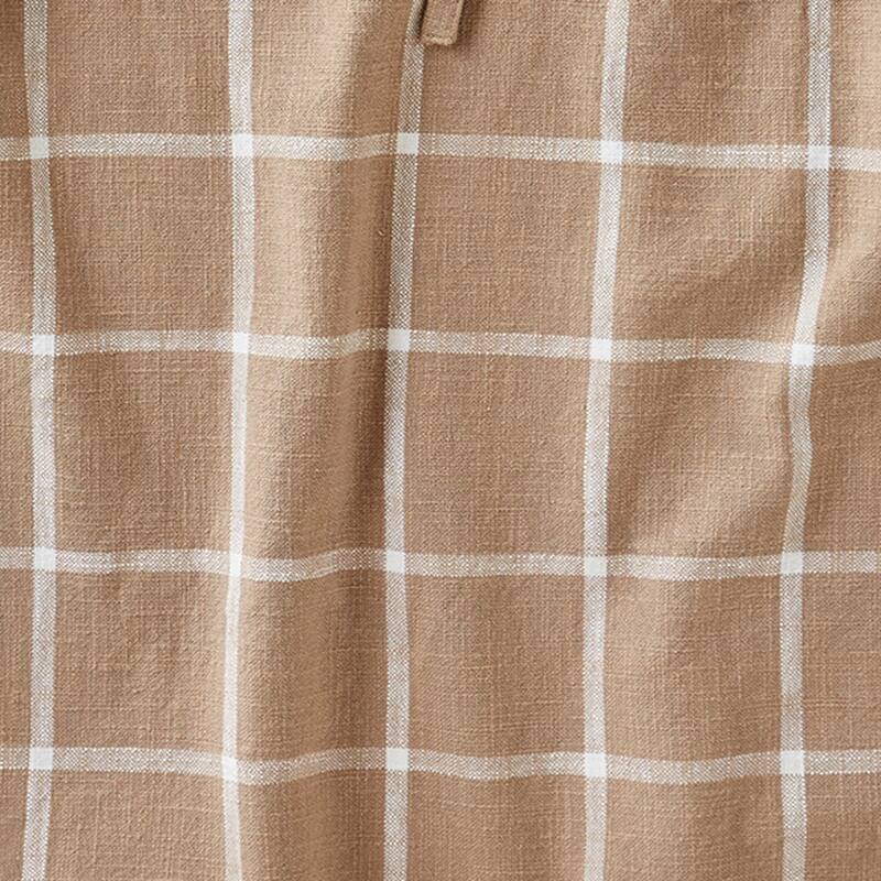 Classic Check Slub Bib Apron with Large Pocket and Waist Tie Khaki, One Size Fits Most, Machine Wash, Blush