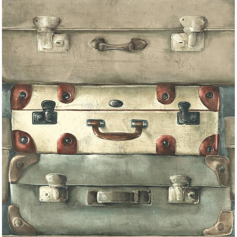 Seabrook Designs Preston Retro Cases Unpasted Wallpaper - 20.5 in. W x 33 ft. L - Metallic Latte & Seafoam