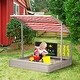 preview thumbnail 2 of 3, Kids Sandbox with Cover, Wooden Sandbox Backyard Toy