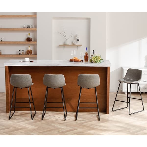 Faux Leather Set Of Kitchen Bar Stools Cohen Black Bar Stool With