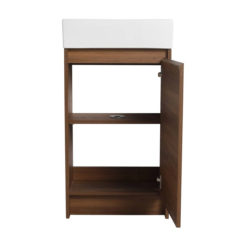 BNK 16/18 inch Freestanding Bathroom Vanity with Single Sink and Soft Close Door