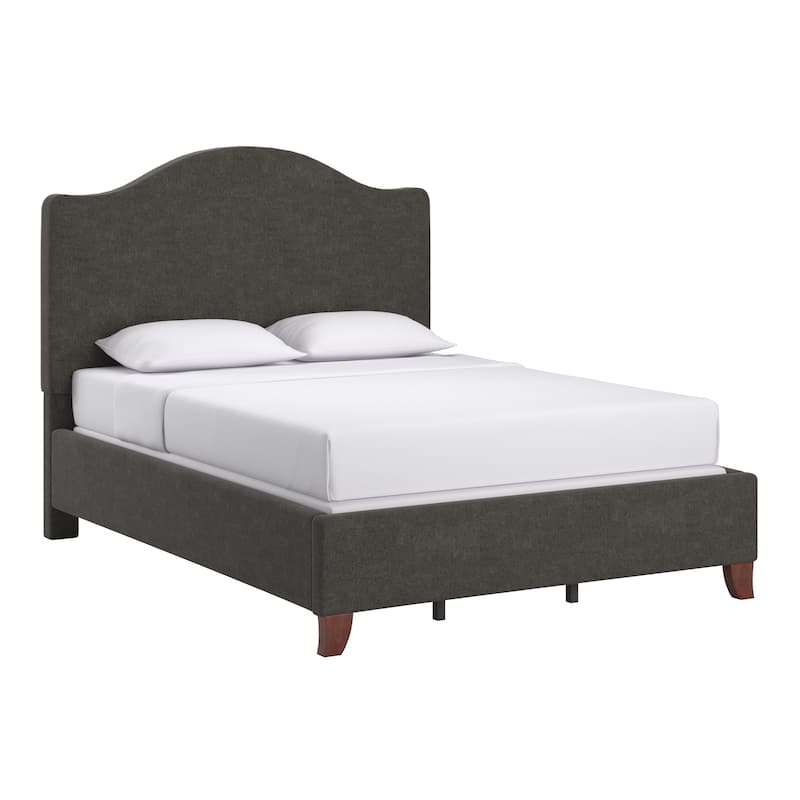 Winchester Upholstered Queen Bed with Curved Headboard by iNSPIRE Q Classic - Light Gray