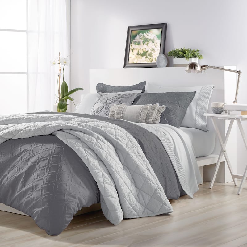 Microsculpt Solid Ogee 3-piece Comforter Set
