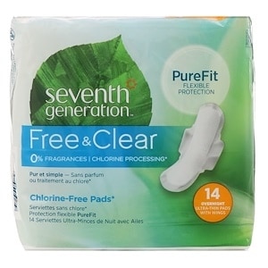 Seventh Generation Pads - Overnight - Ultra-Thin - with Wings - 14 Count