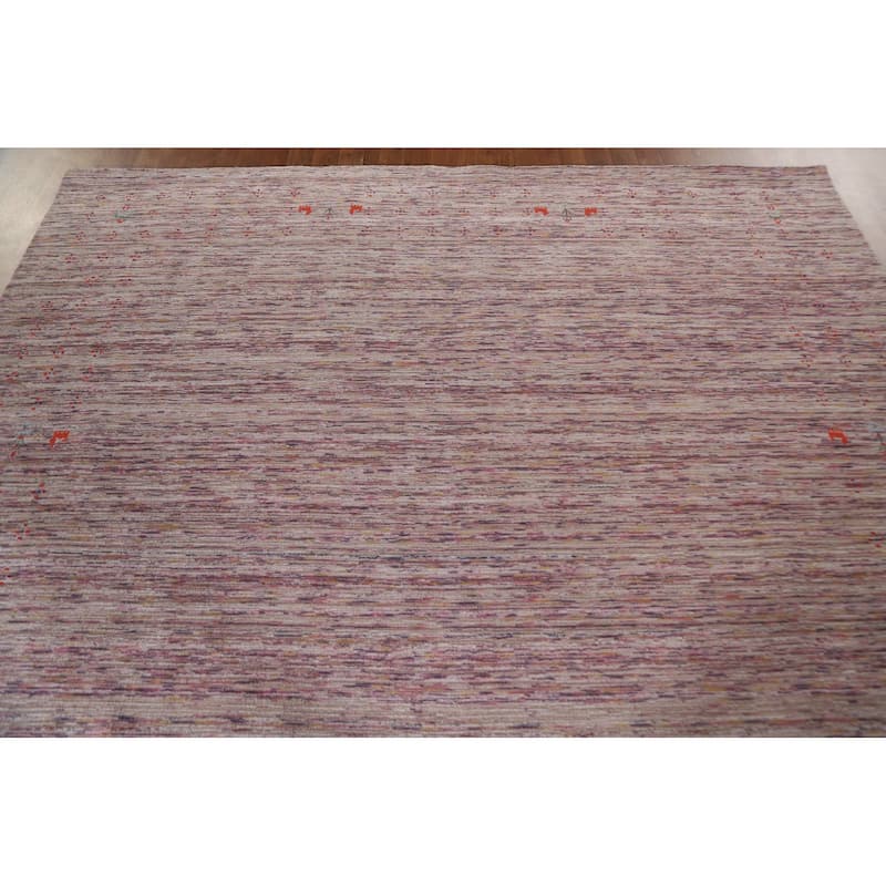 Striped Gabbeh Indian Area Rug Handmade Wool Carpet - 7'11"x 9'11"