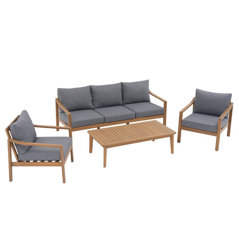 Outdoor 4 Piece Wooden Chair Set With Table