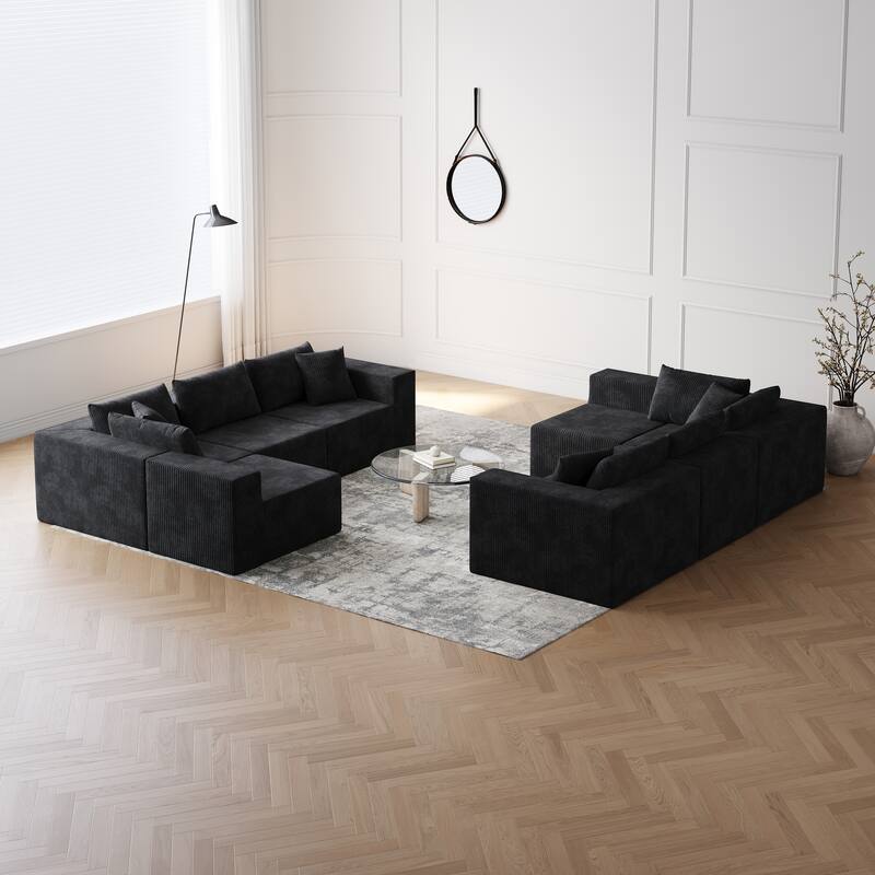 Luxury Floor Standing Couch Set Sectional Sofa Set Corduroy Upholstered Modular Sofa - Freely Combined Into Various Shapes