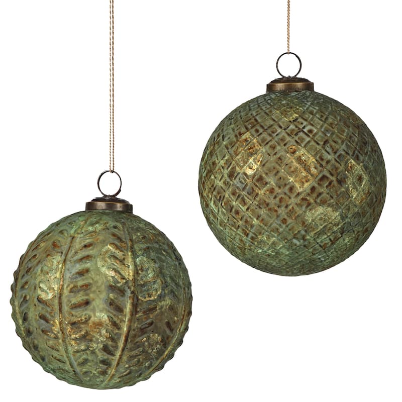 5" Antique Check Pattern Ball Set of 2