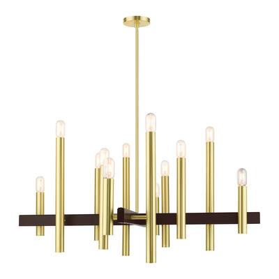 Valentina Designs 12 Light Chandelier Helsinki Satin Brass - Exact Size