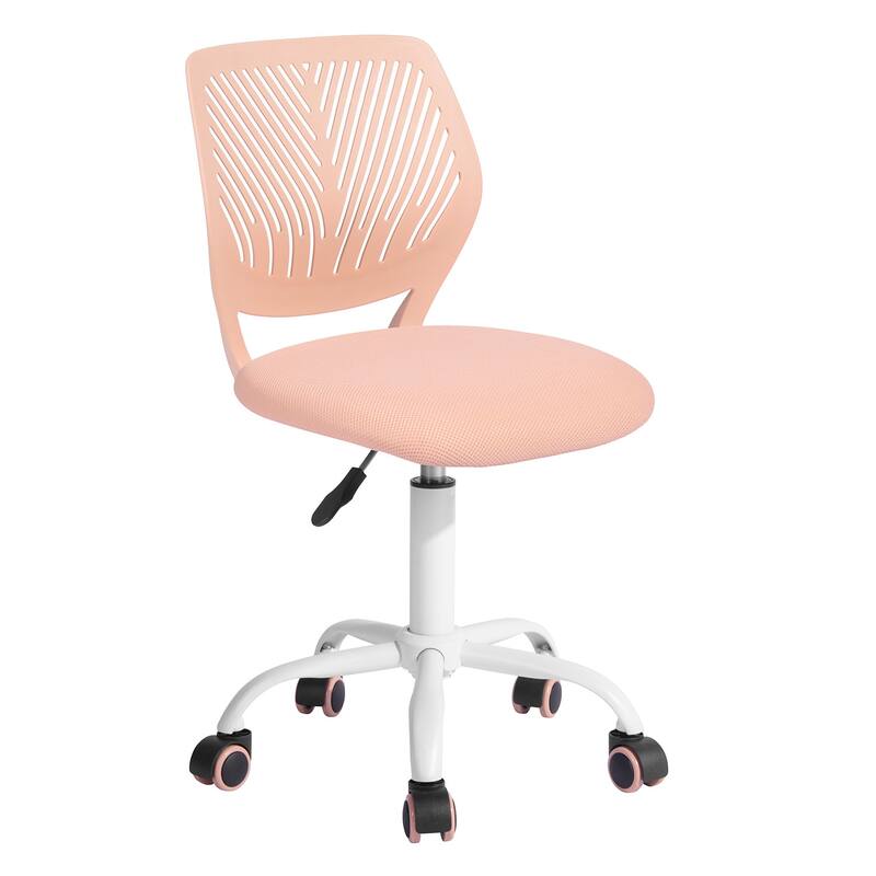Turquoise and White Adjustable Height Swivel Rolling Office Chair