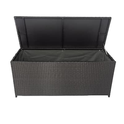 113 gal. All-weather Wicker Deck Box with Lid, Outdoor Storage Box