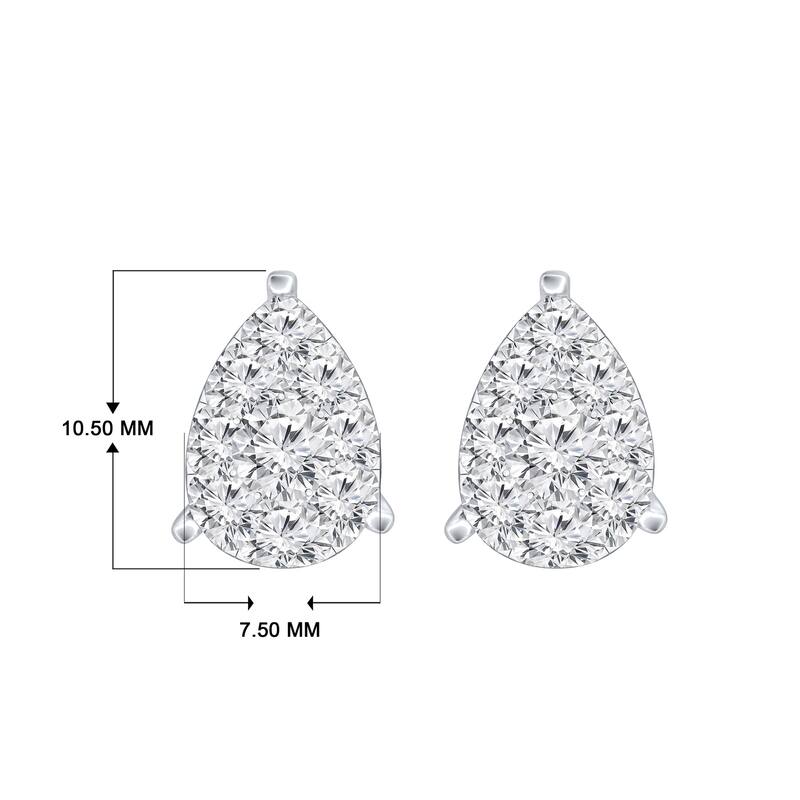 Auriya 14k Gold 3/4ctw Teardrop Pave Diamond Stud Earrings (H-I, I1-I2)