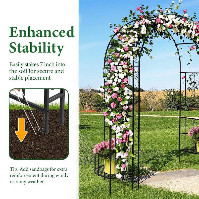 Black Iron Garden Stake Decor with Rustproof Powder Coated Frame for Outdoor Landscaping - 78” x 23” x 83.9”