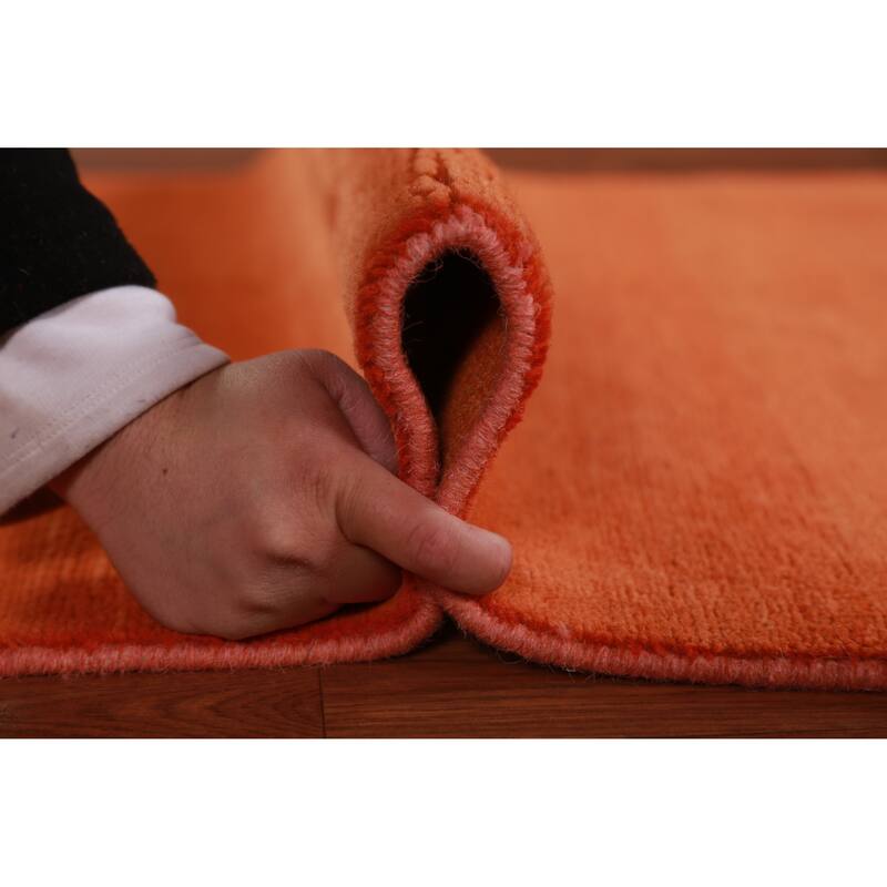 Orange Modern Gabbeh Oriental Foyer Rug Handmade Wool Carpet - 3'1" x 4'10"