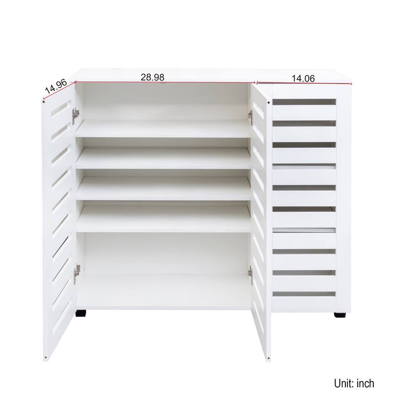 5-Tier Shoe Storage Cabinet with Adjustable Shelves, Wooden Shoe Rack Organizer with Louvered Doors for Entryway, Hallway