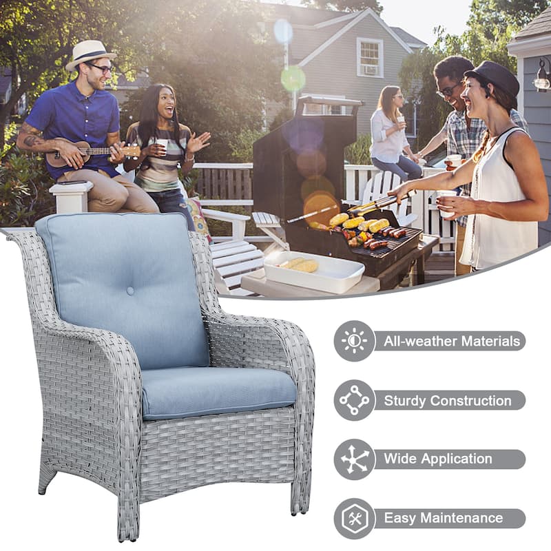 Pocassy Outdoor Patio Chairs with Ottomans Set of 4