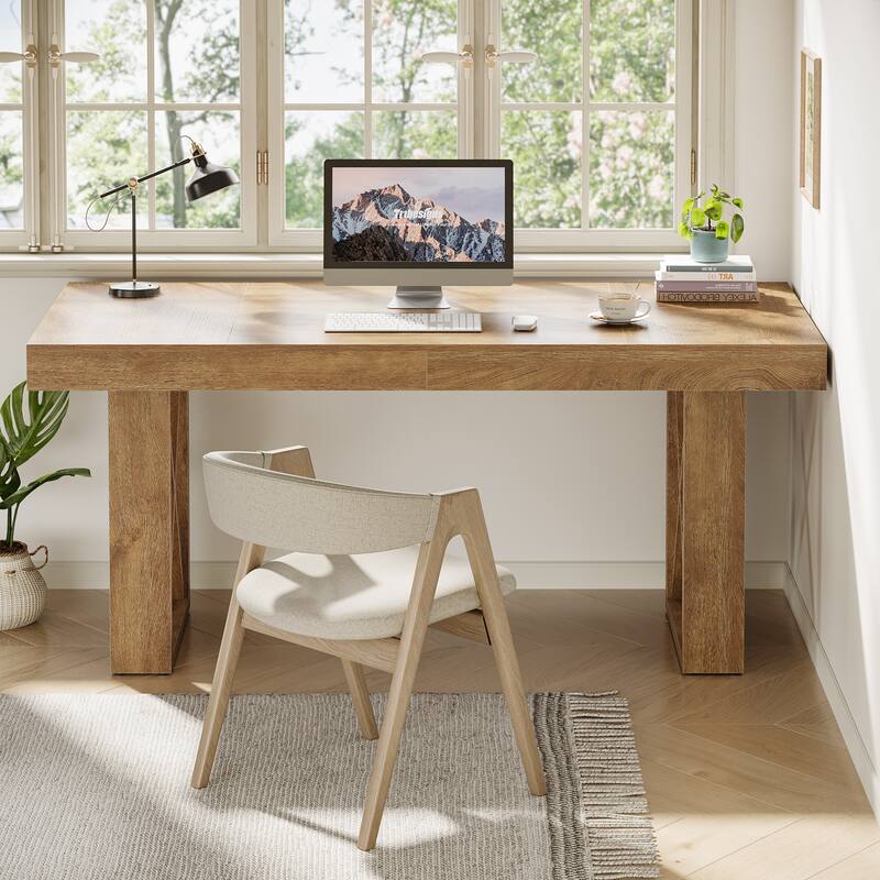 63-Inch Long Wood Computer Desk/Table, Study Writing Gaming Work Executive Desk for Home Office