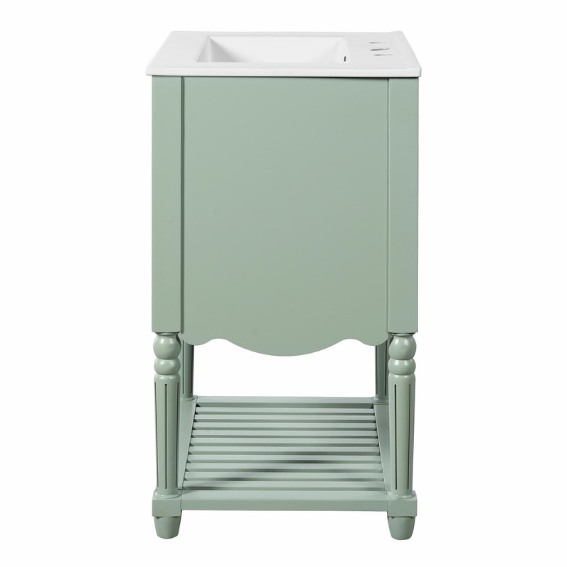 24'' Vintage Bathroom Vanity with Ceramic Sink, Freestanding Cabinet with 2 Drawers, Open Shelf